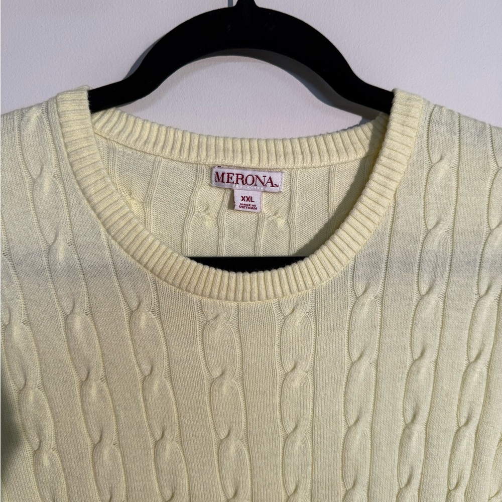 Merona Yellow Cable Knit Crewneck Sweater - Size XXL - Picture 2 of 3